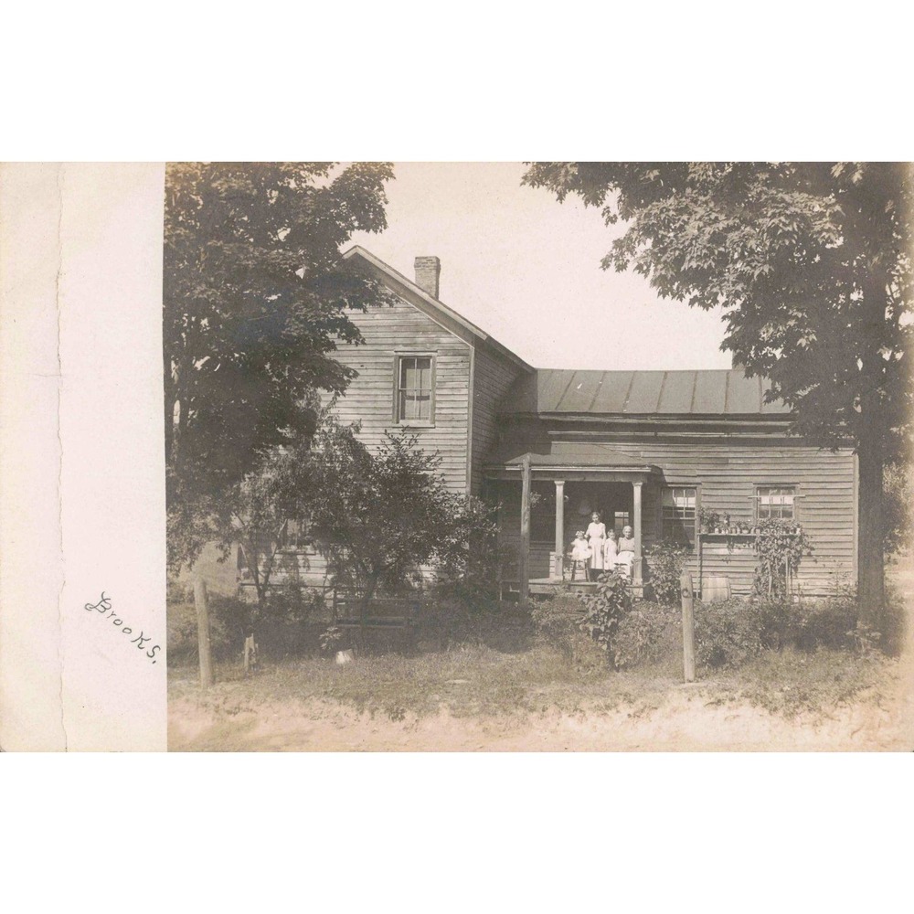 Antique RPPC Brooks Family Farmhouse Real Photo Postcard Sepia Early 1900s AZO - Picture 1 of 2